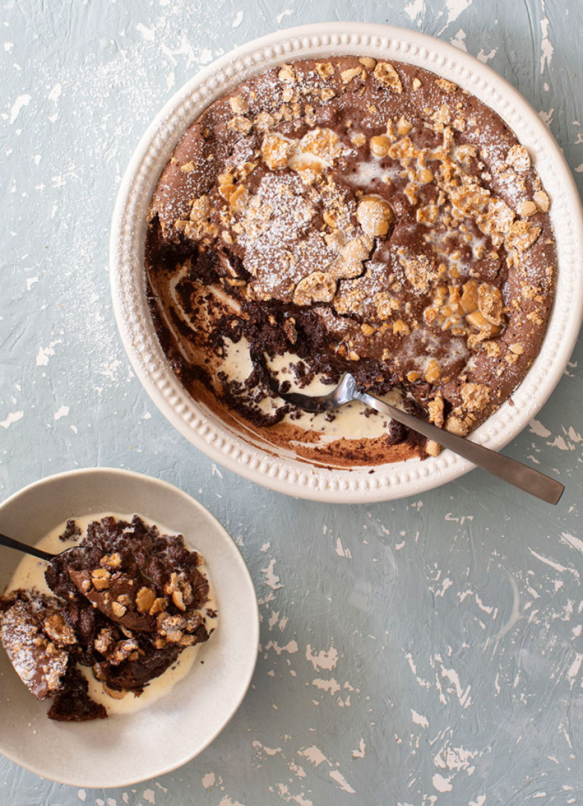 Molten Dark Chocolate and Amaretti Pudding 