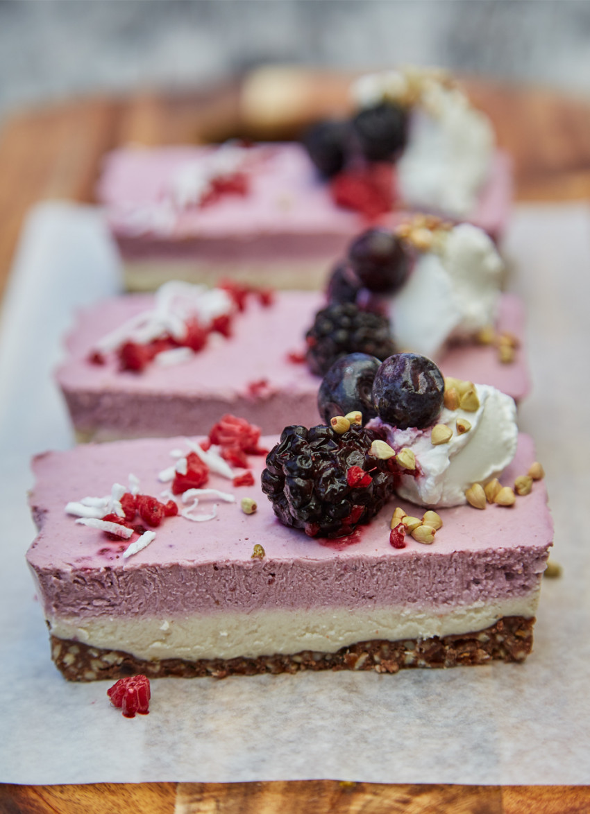 Raw Vegan Berries and Cream Slice