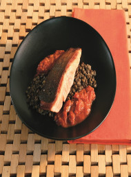 Moroccan Spiced Salmon on Lentils