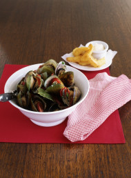 Mussels and Chorizo with Fries and Garlic Mayonnaise