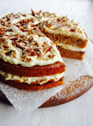 Orange and Spiced Sweet Potato Cake with Caramel Date Sauce