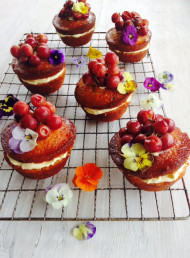 Orange and Toasted Anise Syrup Cakes with Roasted Grapes