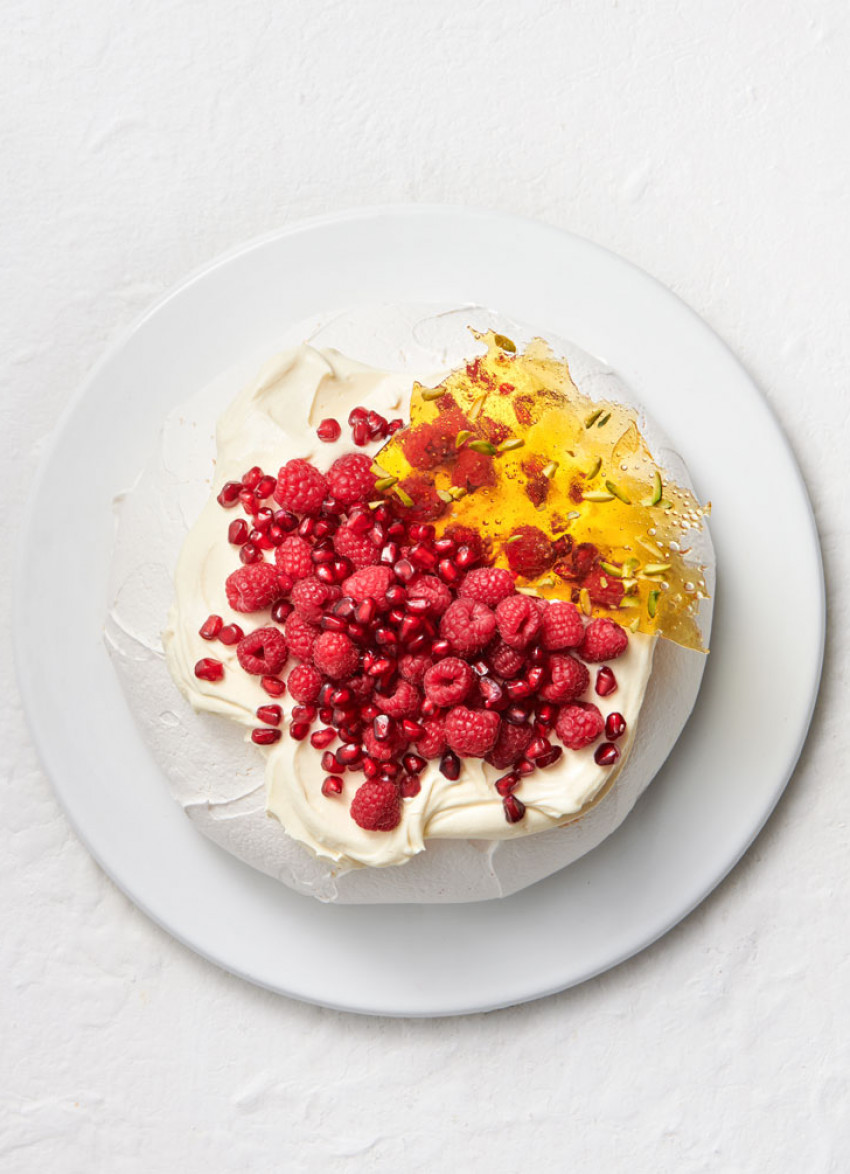 Our Fabulous Pavlova with Pistachio Toffee Shards
