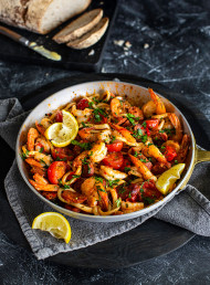Piri Piri Prawns with Chorizo and Squid