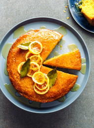 Polenta and Rosemary Cake with Honey and Bay Leaf Syrup