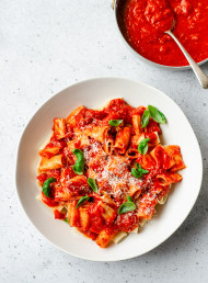 Rigatoni with Parmesan and Basil plus Store Cupboard Tomato Sauce