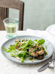 Pork and Fennel Sausages with Rocket and Pear Salad