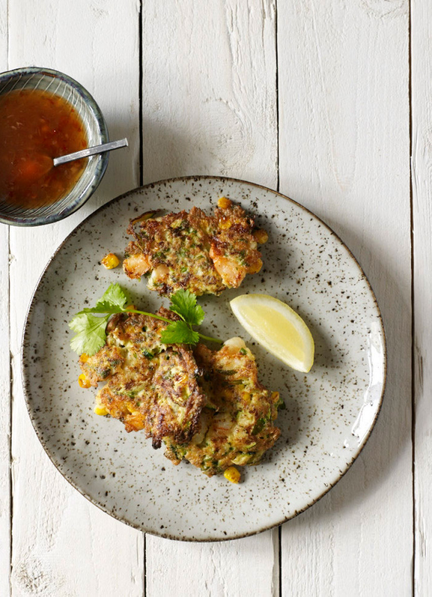 Prawn, Coconut, Zucchini and Fresh Corn Fritters