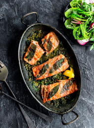 Prosciutto-wrapped Salmon with Sage and Capers