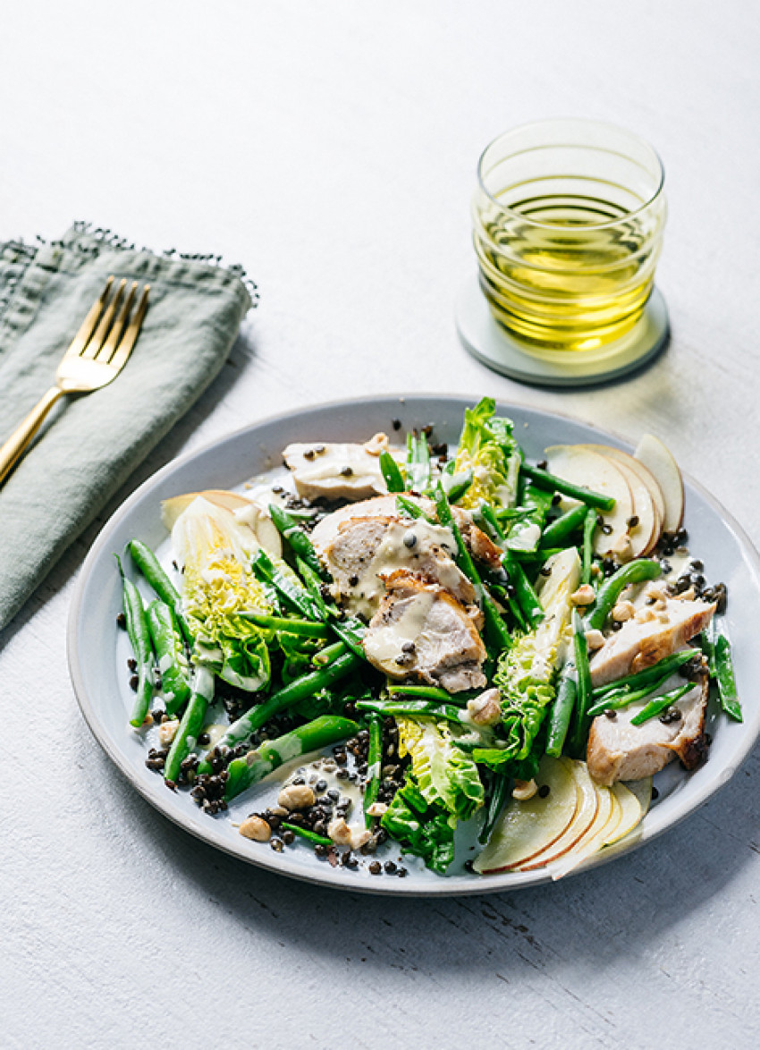 Puy Lentil Chicken Salad with Apple and Hazelnuts