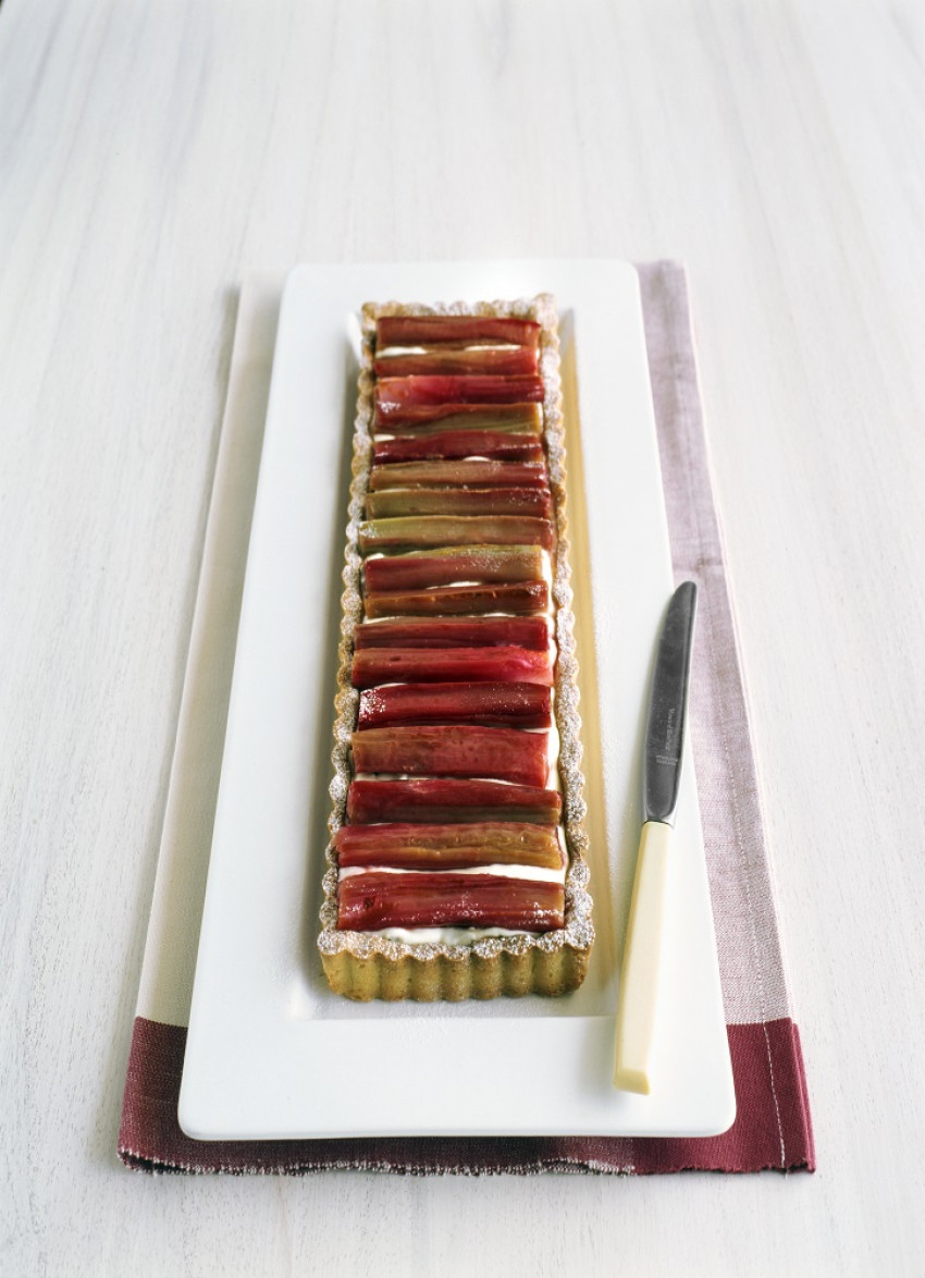 Rhubarb Tart with Polenta Pastry