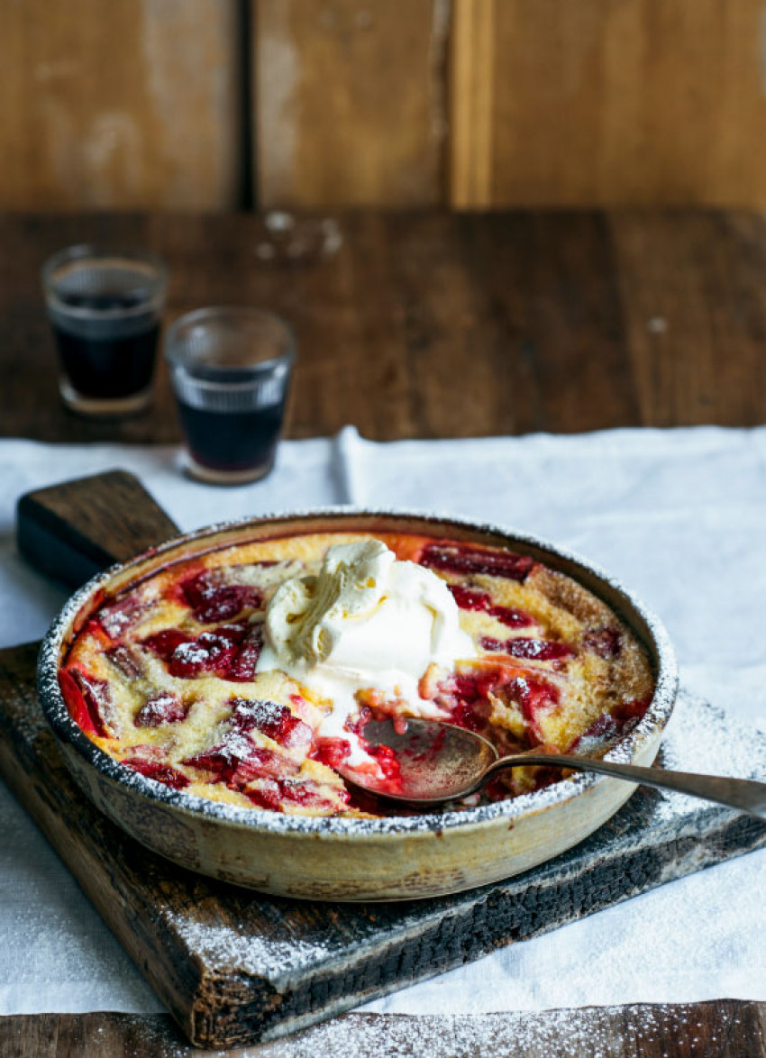 Rhubarb and Raspberry Clafoutis