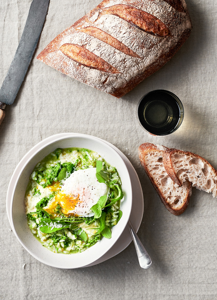 Lemon Risotto with Pea and Rocket Purée 