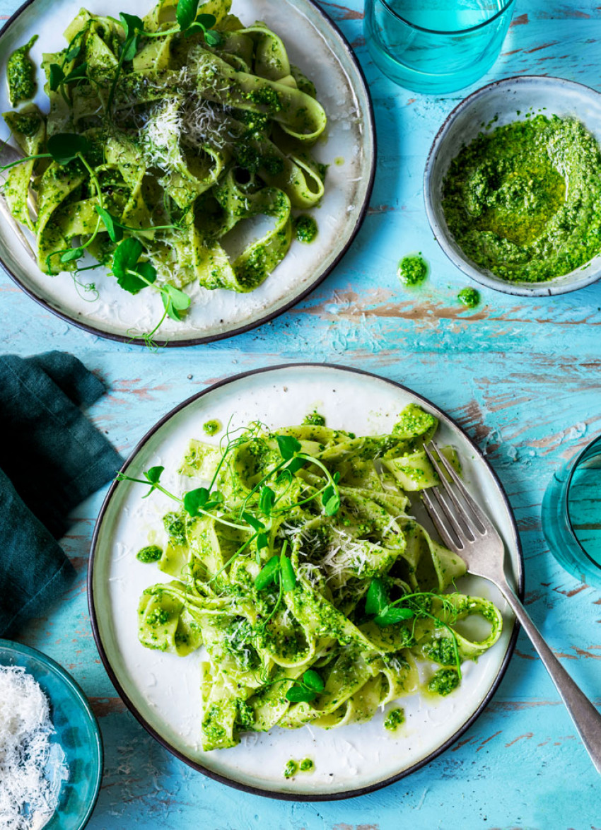 Rocket and Herb Pesto Pasta » Dish Magazine