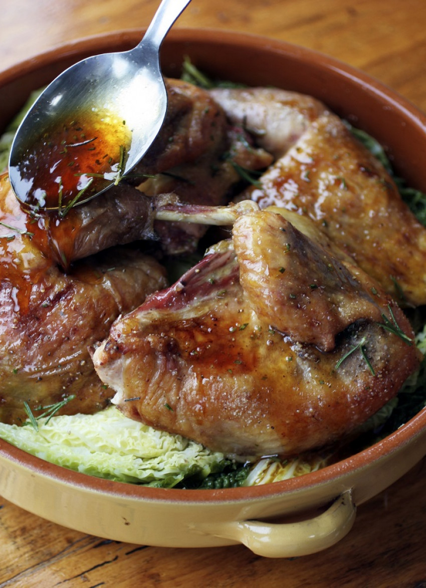 Rosemary and Armagnac Glazed Guinea Fowl