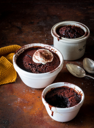 Rum, Raisin and Chocolate Self-saucing Puddings 