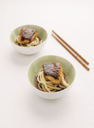 Sake Glazed Snapper with Udon Noodles and Dashi Broth