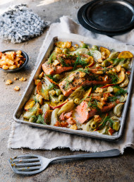 Spice Roasted Salmon with Fennel, Green Olives and Orange