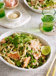 Soba Noodles with Hot Smoked Salmon and Soy Dressing
