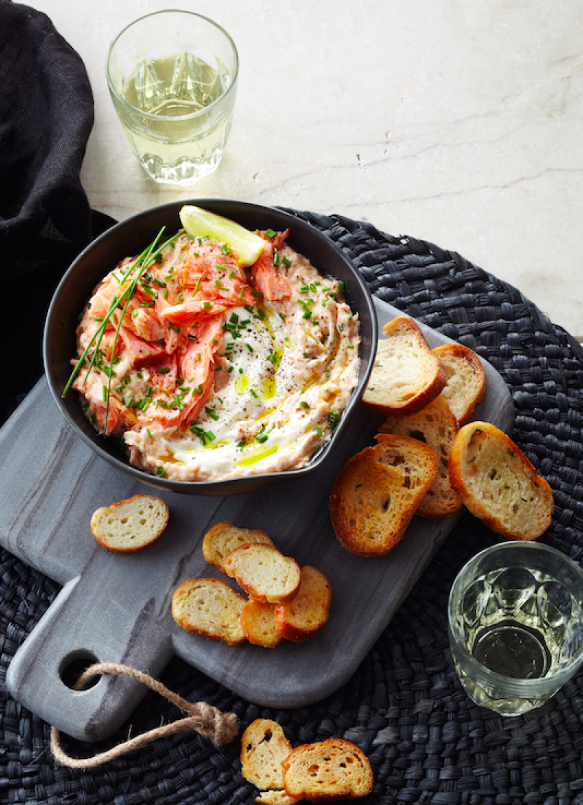 Hot Smoked Salmon, White Bean and Horseradish Dip