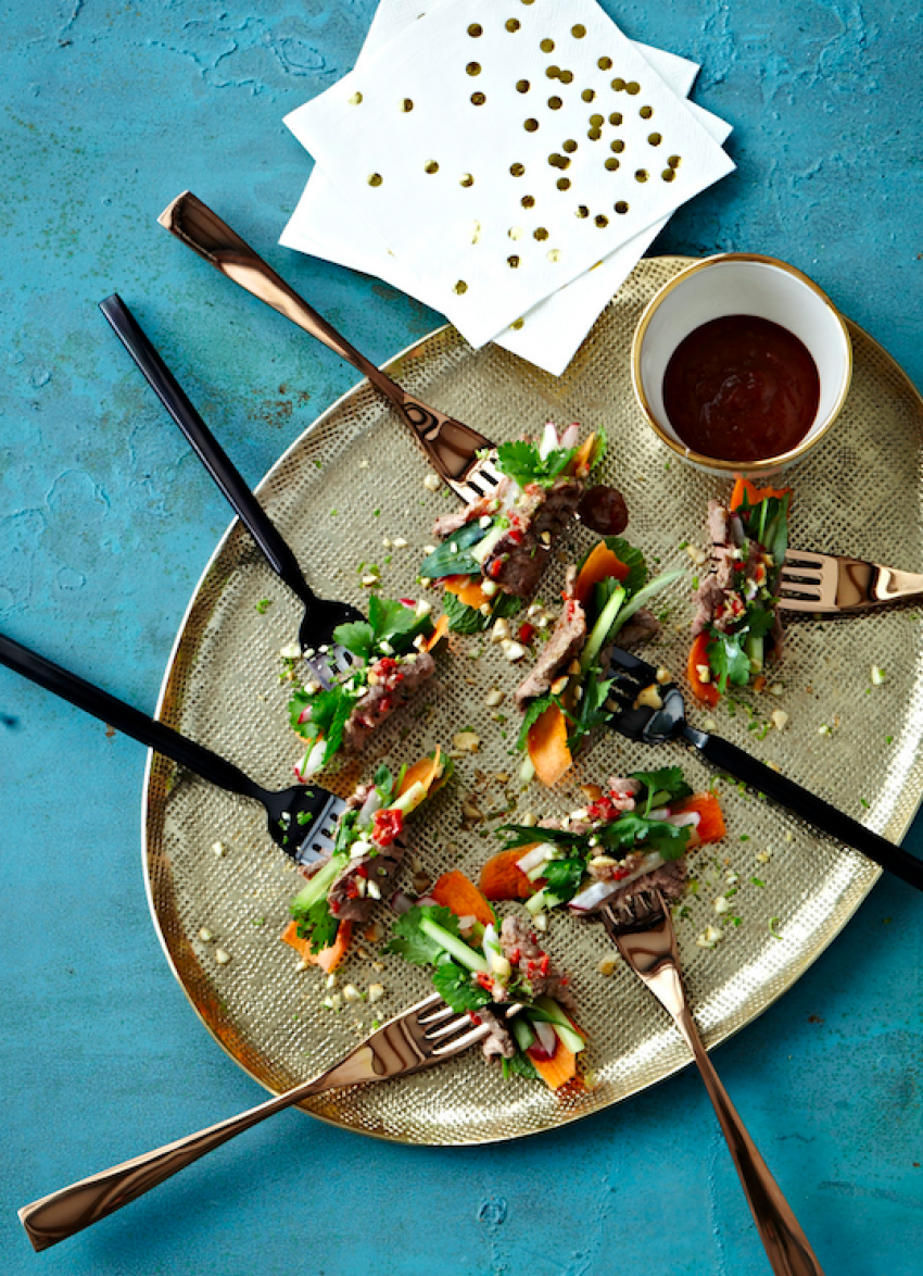 Lemongrass Beef and Salad Skewers