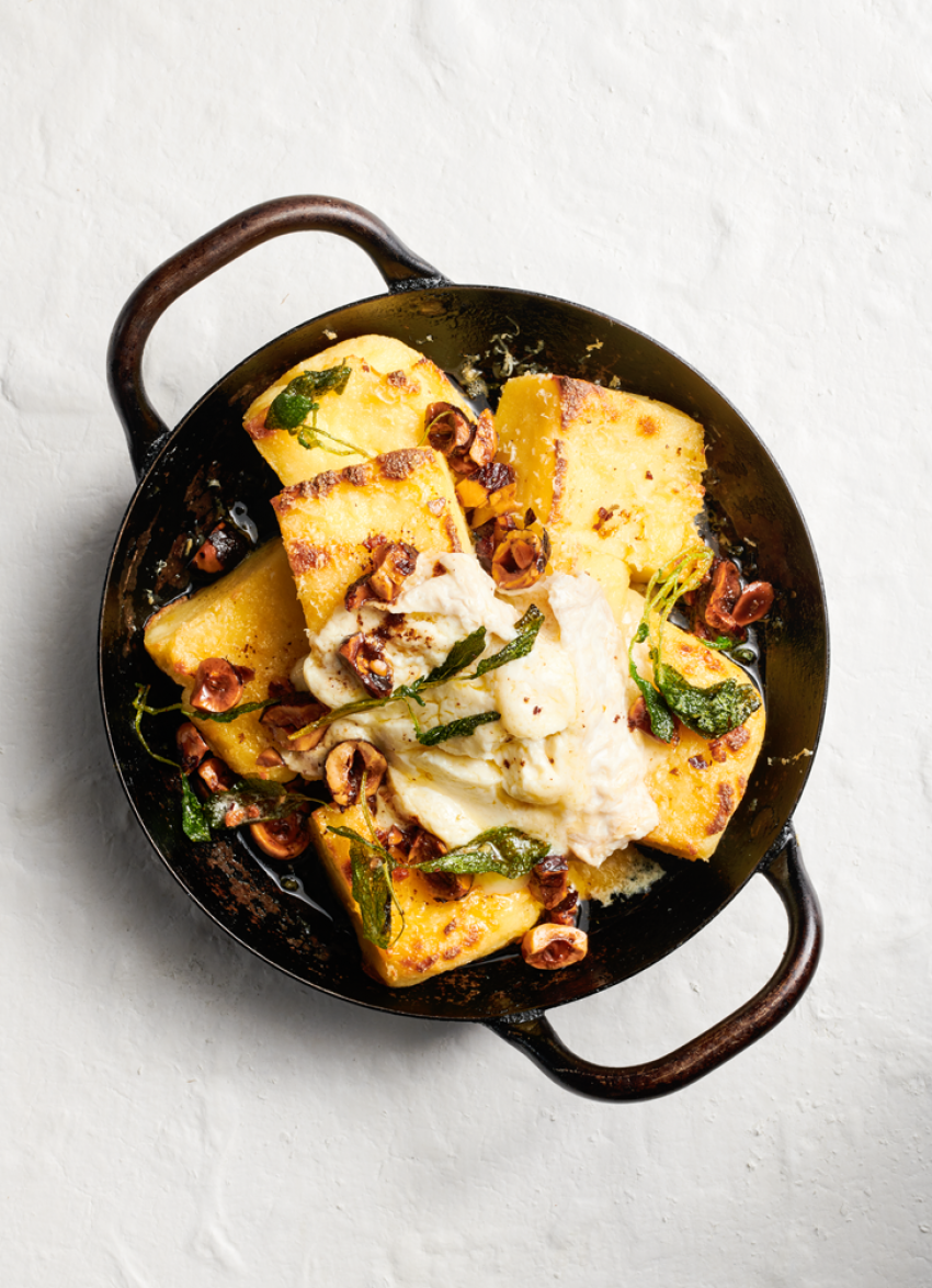 Semolina Gnocchi with Crispy Sage, Hazelnuts and Soft Cheese