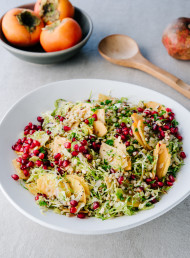 Winter Slaw of Shaved Brussels Sprouts, Persimmon and Sorghum 