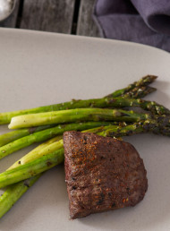 Barbecued Flat-Iron Steak and Asparagus with Miso Sauce