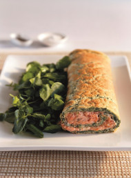 Spinach and Hot Smoked Salmon Roulade
