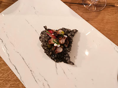 squid ink cracker with octopus