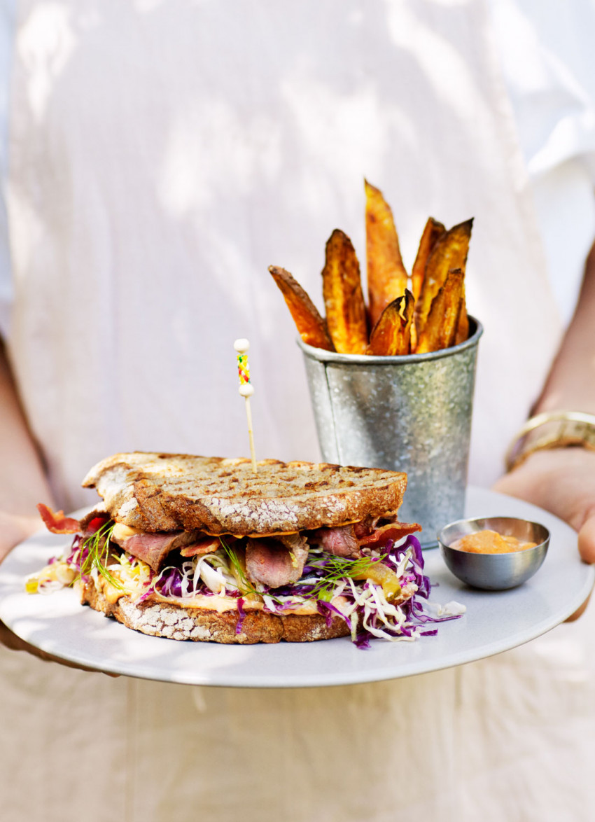 Steak Sandwich with Slaw and Spicy Mayo