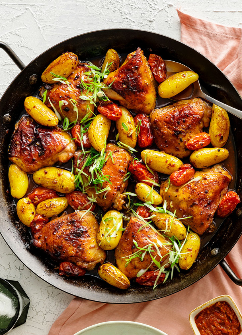 Sticky Roast Chicken and Potatoes