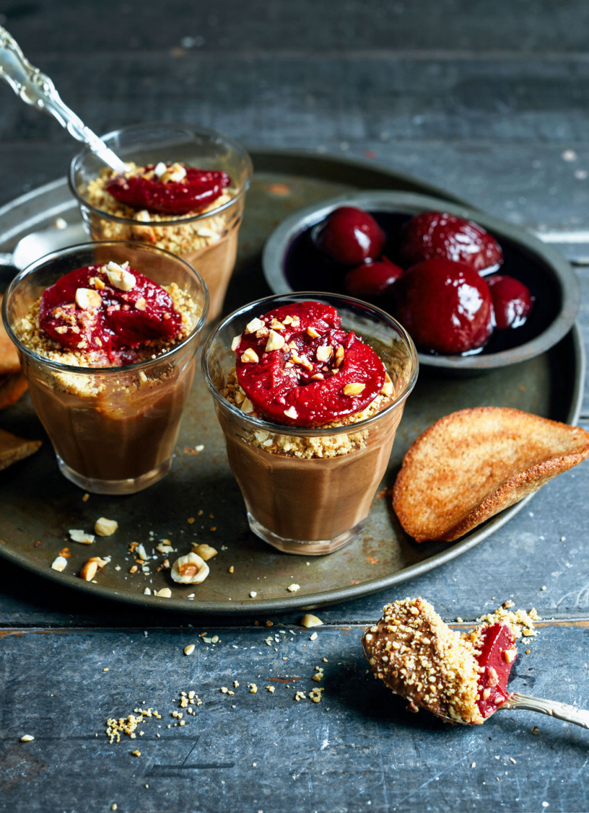 Milk Chocolate Hazelnut Mousses and Hazelnut Biscuits