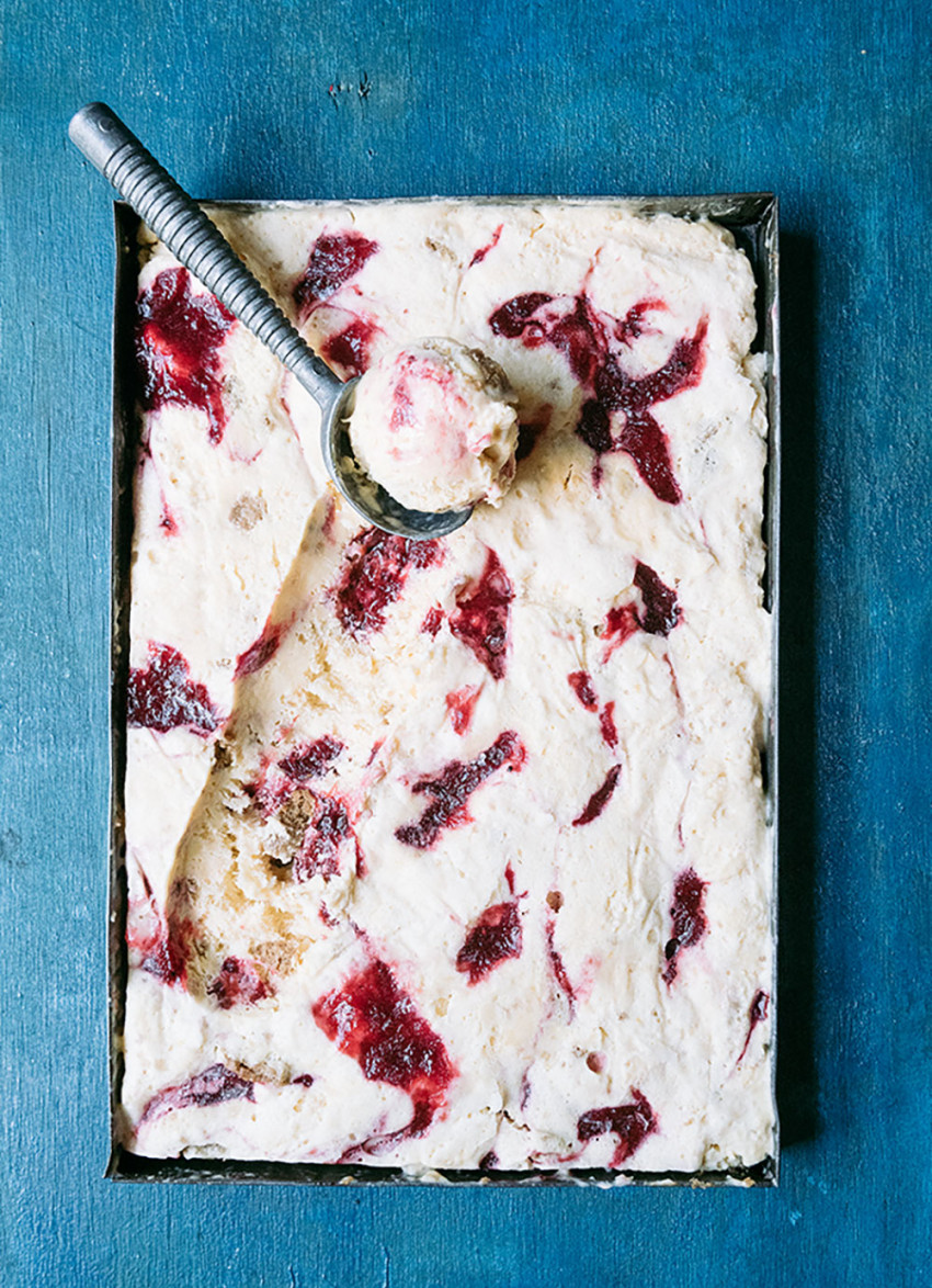 Balsamic Strawberries and Ginger Semifreddo