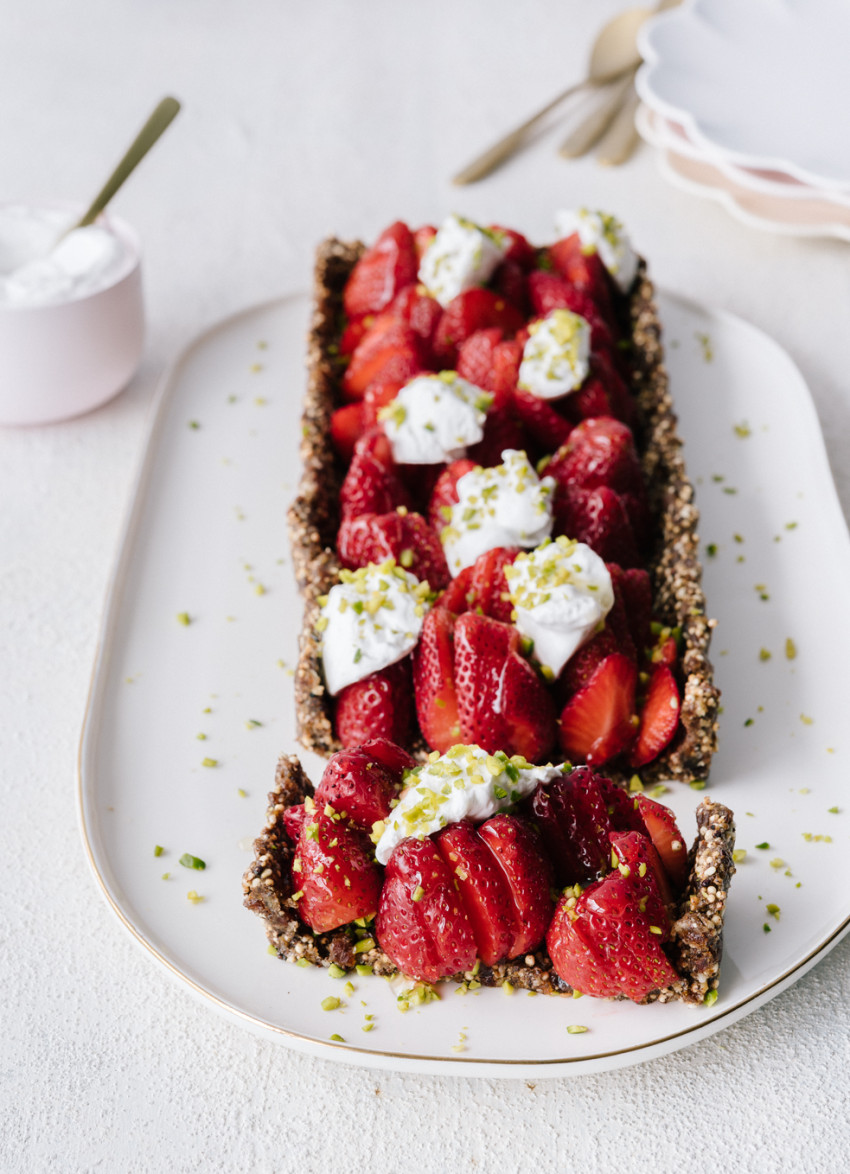 Raw Strawberry Tart with Whipped Coconut Cream