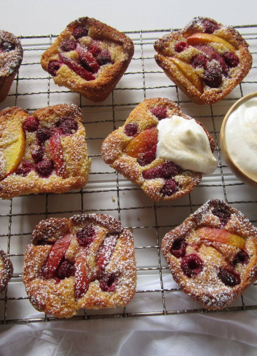 Summer Nectarine, Raspberry and Coconut Cakes