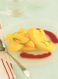 Sweet Ginger and Lime Mango with Raspberry Sauce