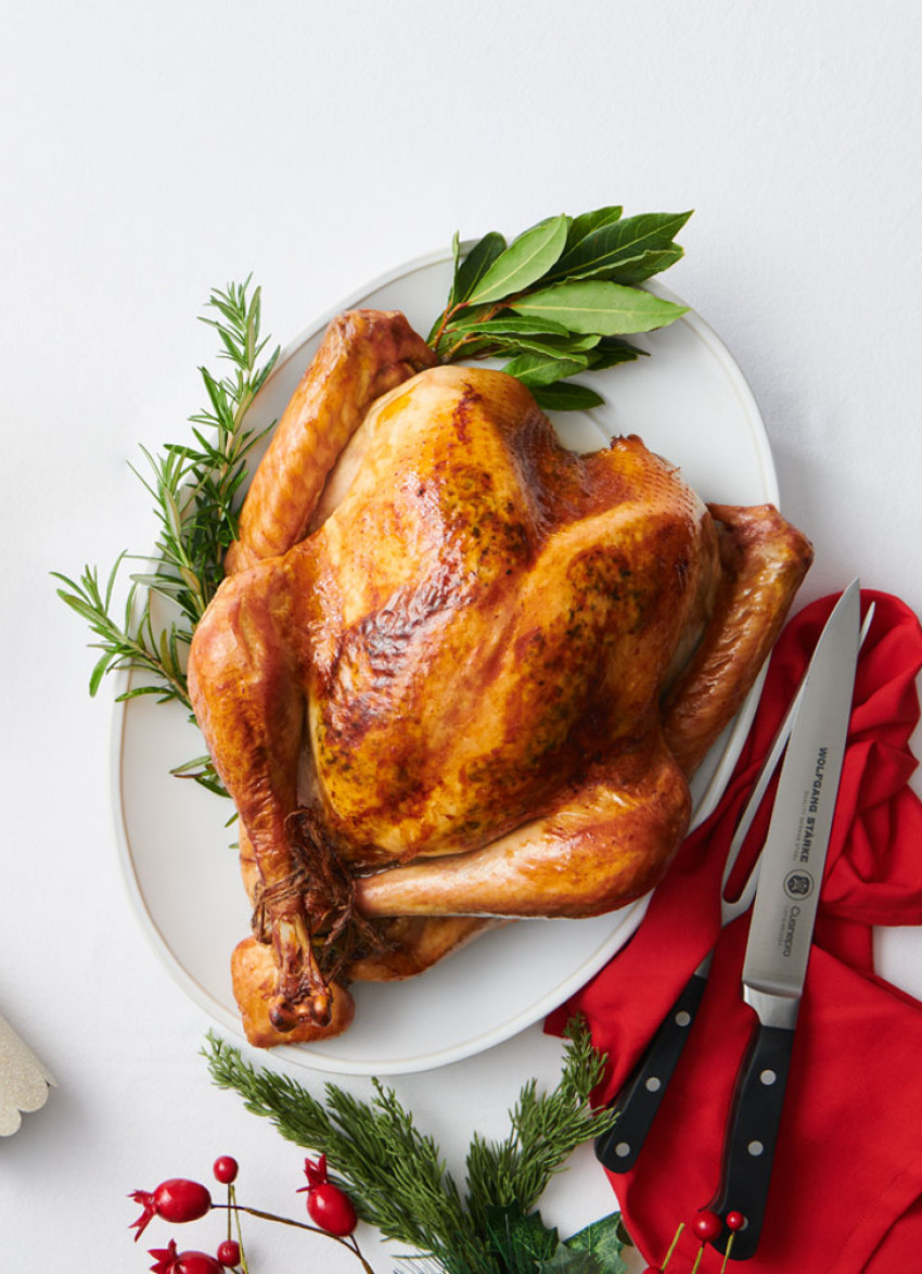 Roast Turkey with a Rice, Leek and Pistachio Stuffing