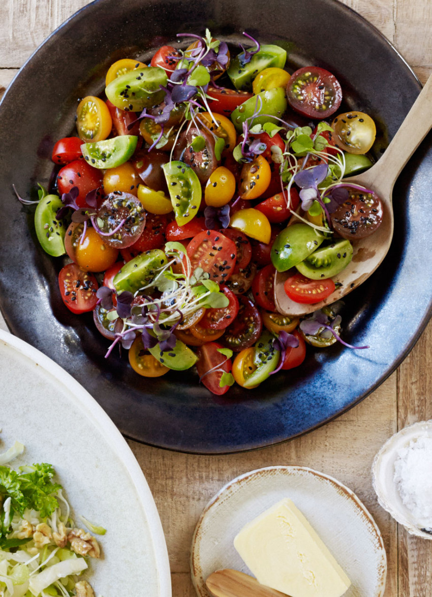 Mixed Tomato Salad with Soy and Sesame Dressing 