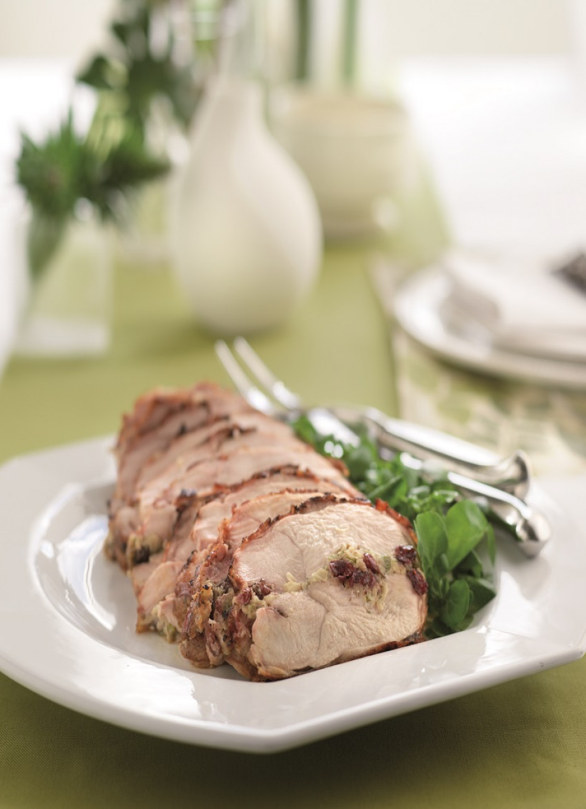 Turkey Breast with Water Chestnut and Cranberry Stuffing