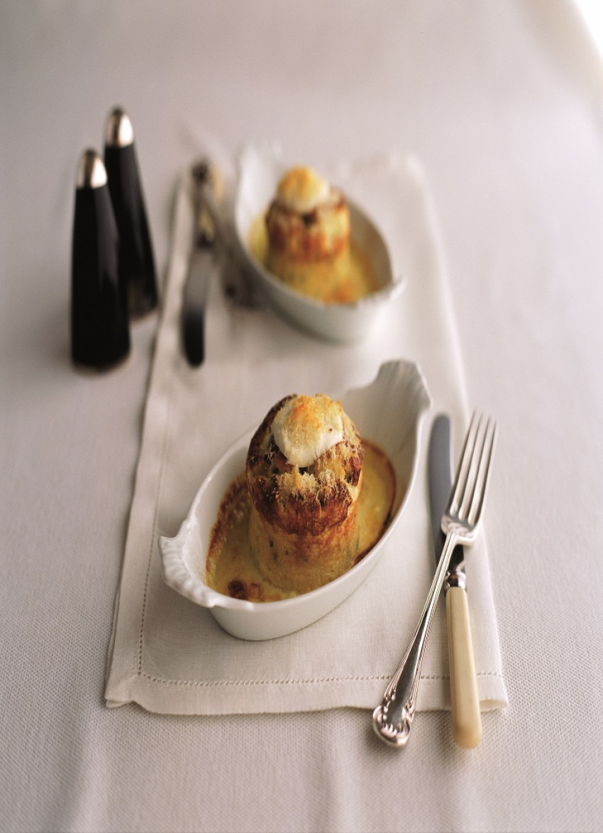 Twice Baked Cheese and Garlic Souffles