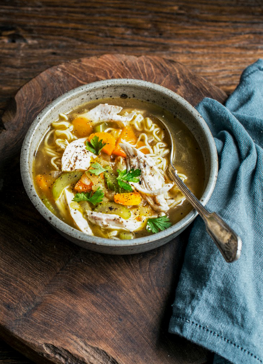 Left-overs chicken noodle soup