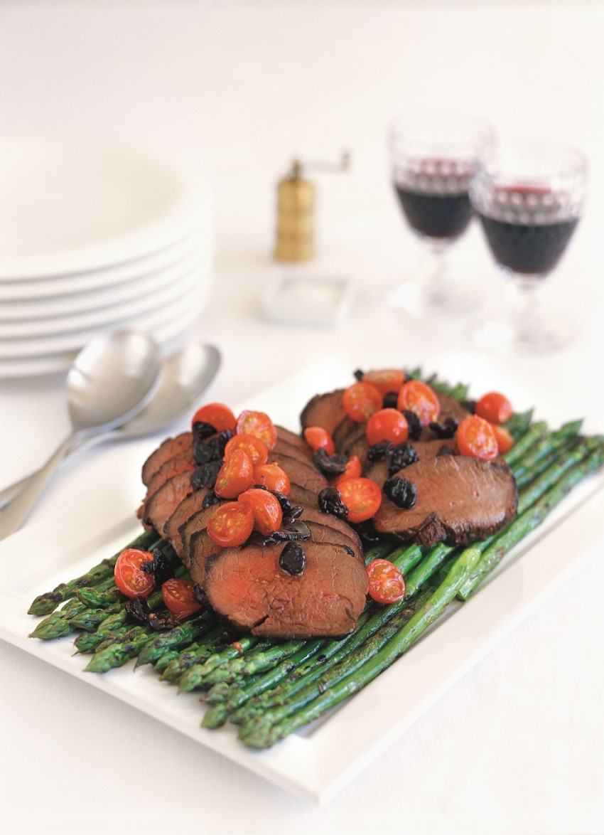 Venison with Asparagus and Sour Cherries
