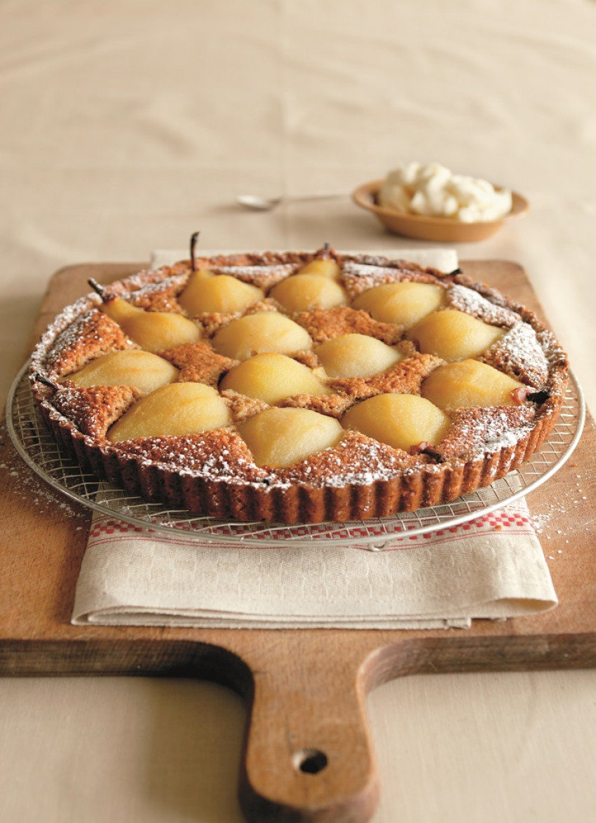 Walnut and Poached Pear Tart