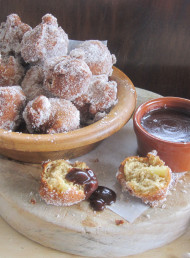 Warm Apple and Spice Doughnuts with Fudge Sauce (Gluten-Free)
