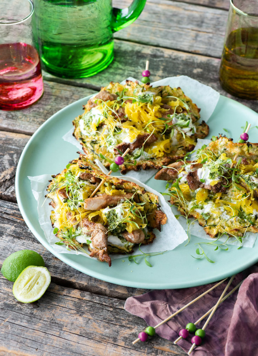 Zucchini Tacos with Spiced Mustard Chicken